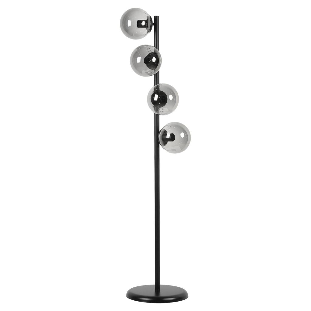 Opviq Stehlampe schwarz Glas Metall B/H/L: ca. 30x137x30 cm E27 4 Brennstellen