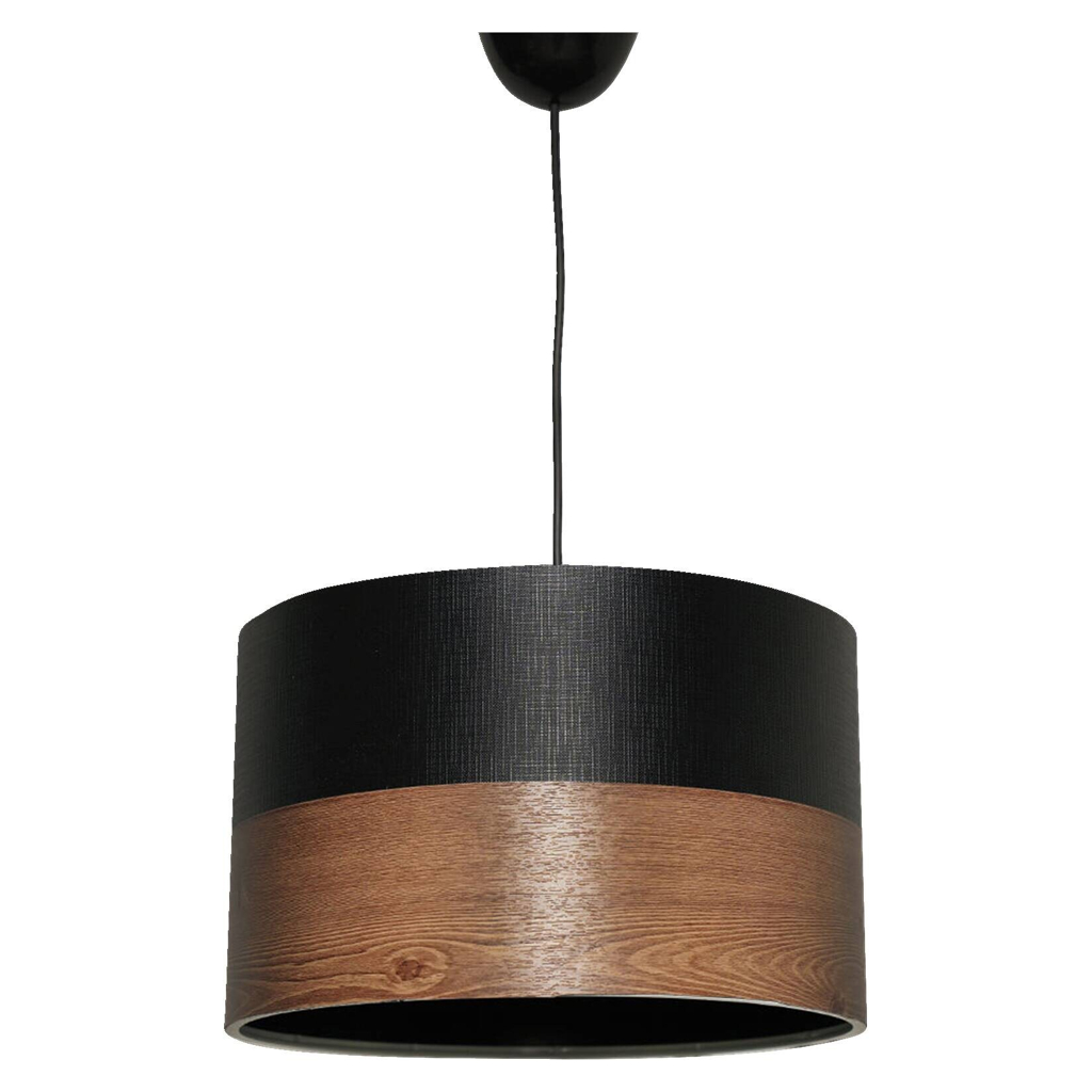 Opviq Pendelleuchte braun schwarz Kunststoff Stoff B/H/T/L: ca. 30x65x30x30 cm E27 1 Brennstellen