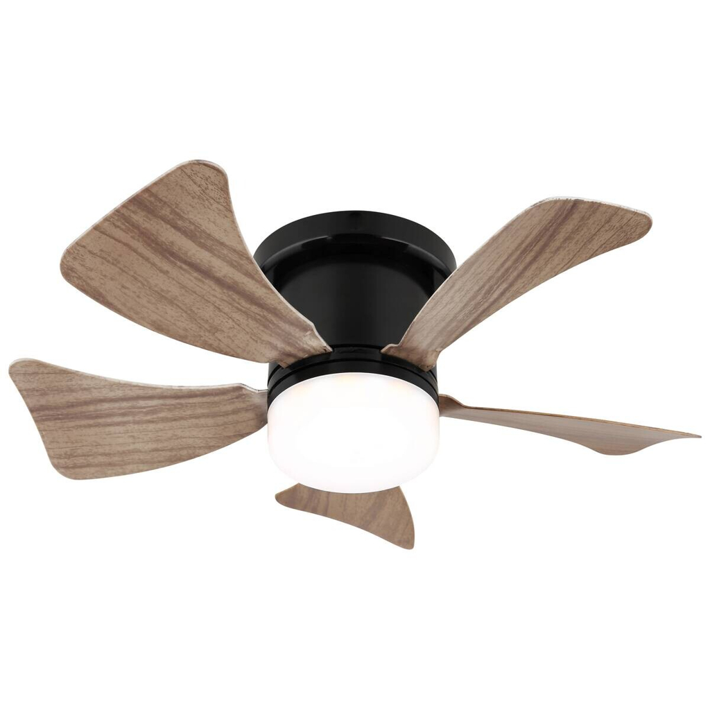 GLOBO LED-Deckenventilator mattschwarz dunkelbraun Opal Kunststoff Metall H/D: ca. 13x40,6 cm 1 Brennstellen