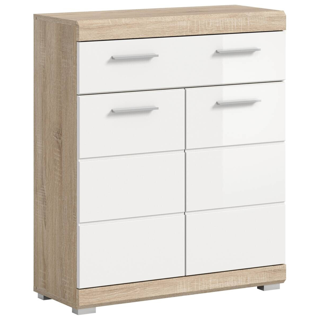 Schrank Lambada Eiche Sonoma Nachbildung weiß Hochglanz B/H/T: ca. 74x88x31 cm