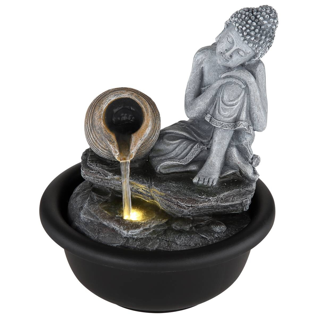 GLOBO LED-Brunnen Fontana grau Kunststoff H/D: ca. 19x16 cm 1 Brennstellen