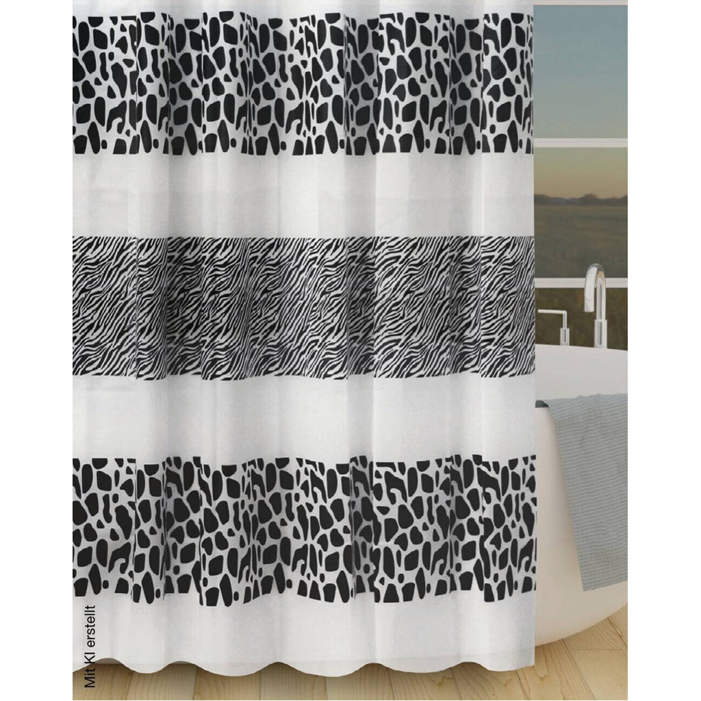 Acus Duschvorhang Animal Print weiß schwarz Polyethylen (recycelt) B/L: ca. 180x200 cm