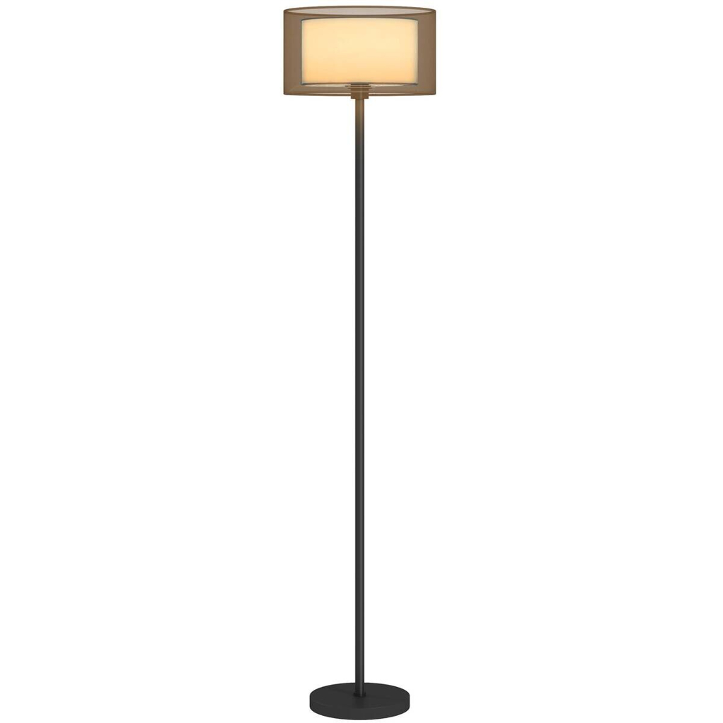 HOMCOM Stehleuchte weiß schwarz Stoff Metall B/H/L: ca. 33x152,5x33 cm E27 1 Brennstellen