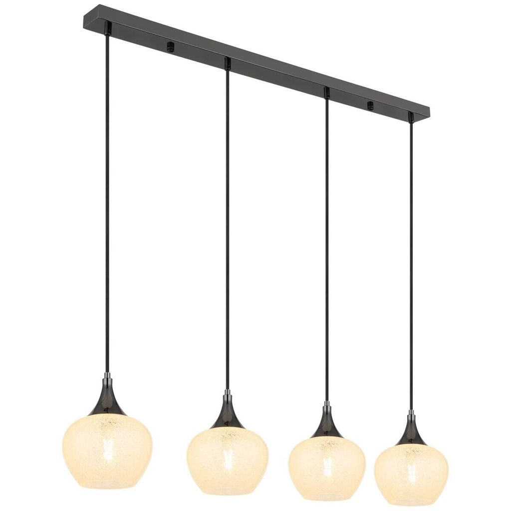 GLOBO Pendelleuchte MAXY 15548-4HK schwarz klar Chrom Metall Acryl B/H/L: ca. 18x120x99 cm E27 4 Brennstellen