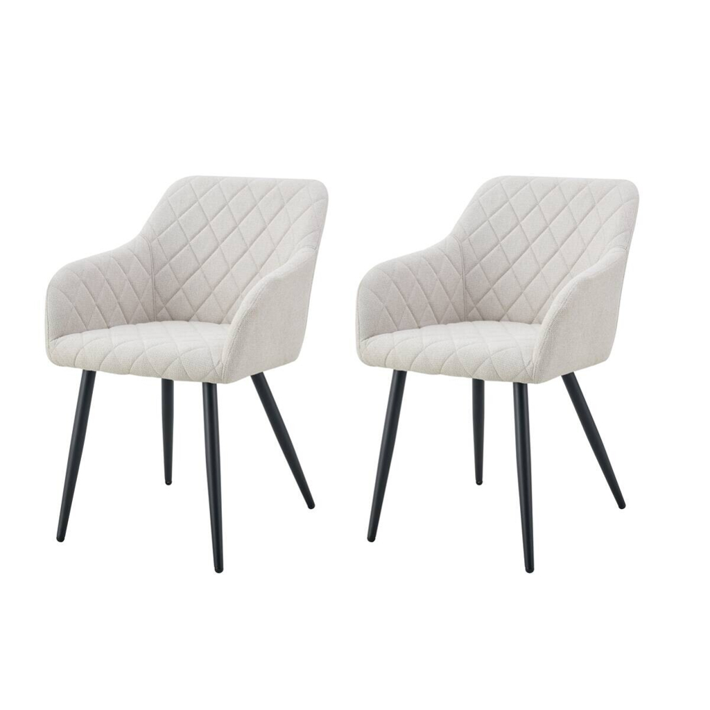 Stuhl LEA, 2er Set creme Webstoff B/H/T: ca. 56x83x60 cm