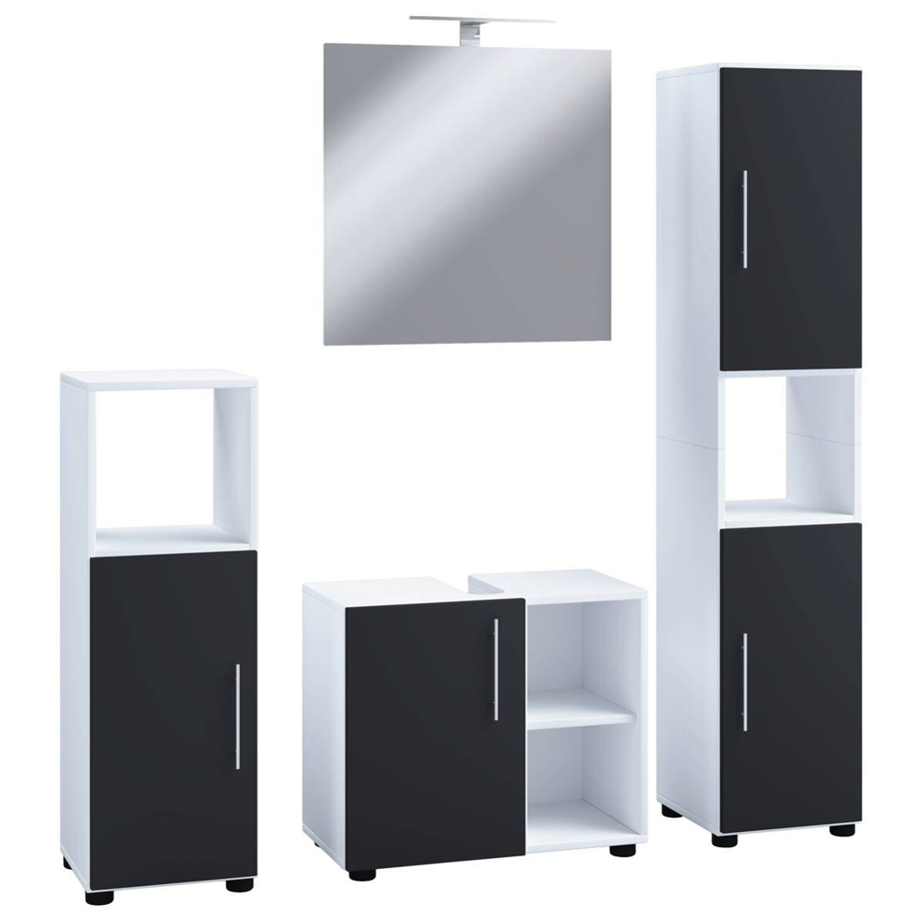 Badezimmer-Set 4tlg-Flandu schwarz weiß