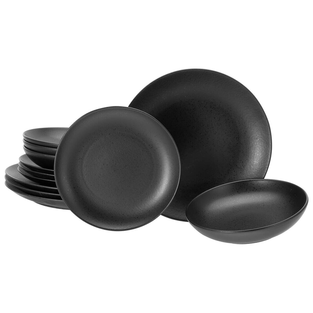 CreaTable Tafelservice Magic Black schwarz Steinzeug 12 tlg.