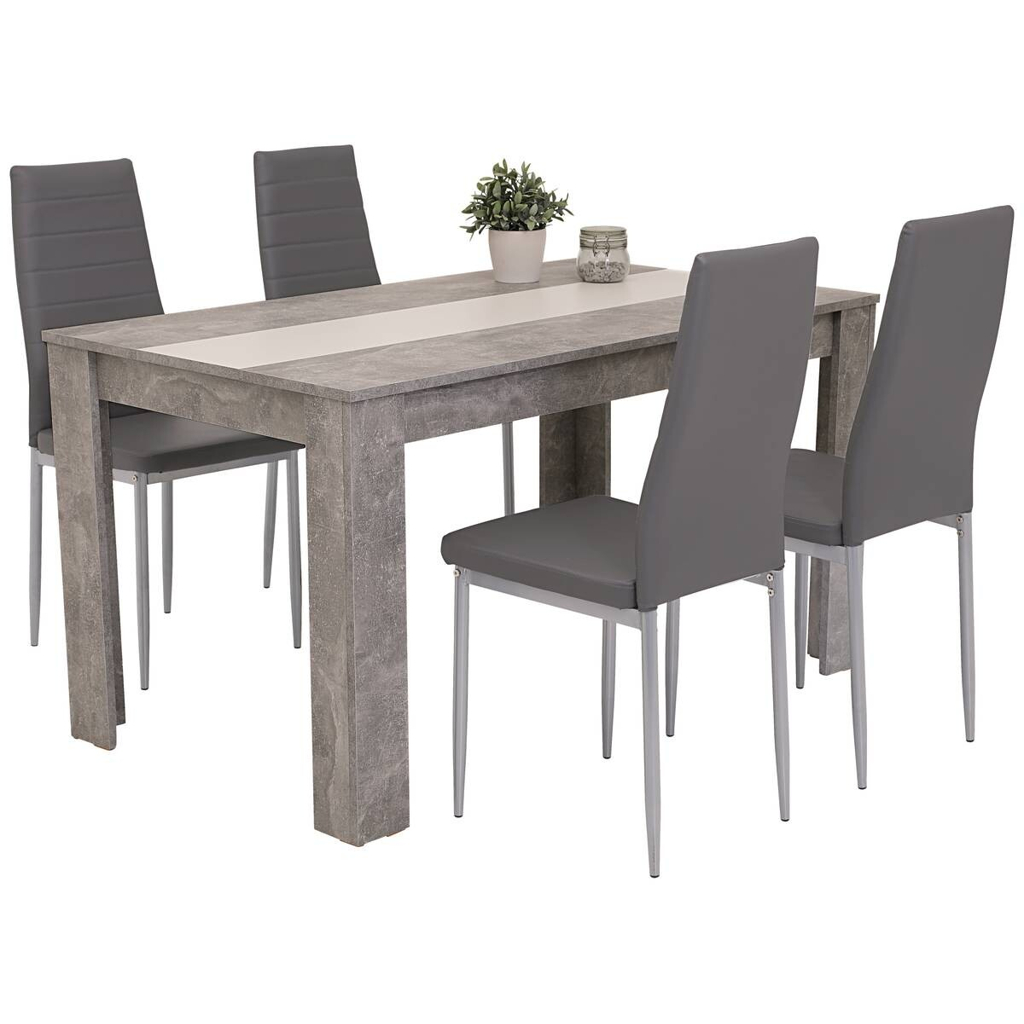 Tischgruppe Helene Beton Optik grau B/H/T: ca. 140x76x80 cm
