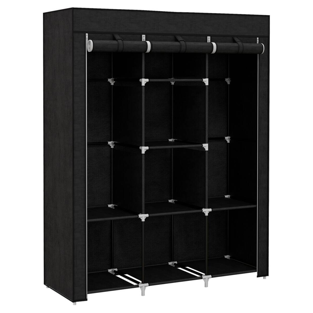 HOMCOM Kleiderschrank schwarz Edelstahl B/H/L: ca. 43x125x162,5 cm