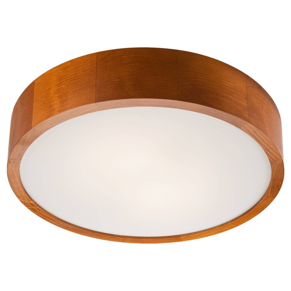 Lamkur Deckenleuchte rustikal Holz Glas B/H/L: ca. 38,5x12x38,5 cm 2 Brennstellen