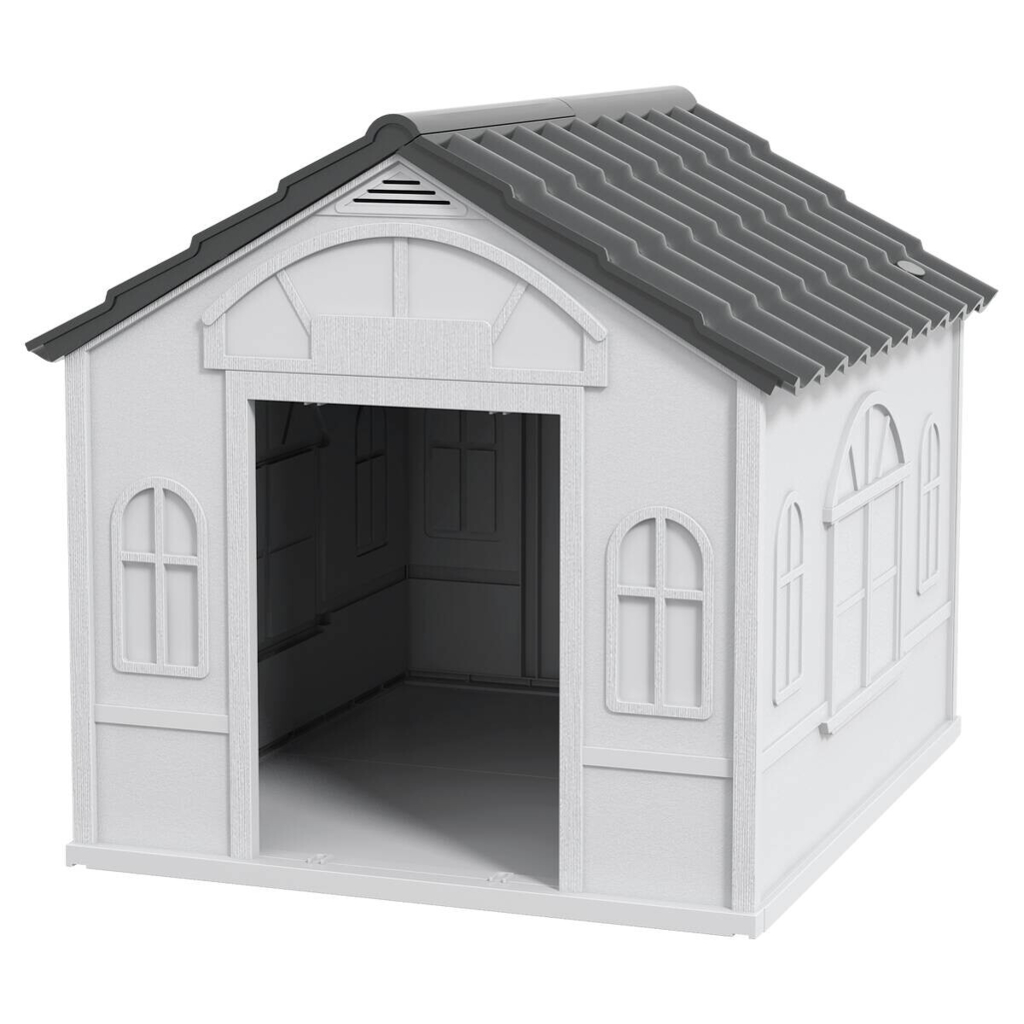 PawHut Hundehütte grau Kunststoff B/H/L: ca. 75,7x63x65 cm