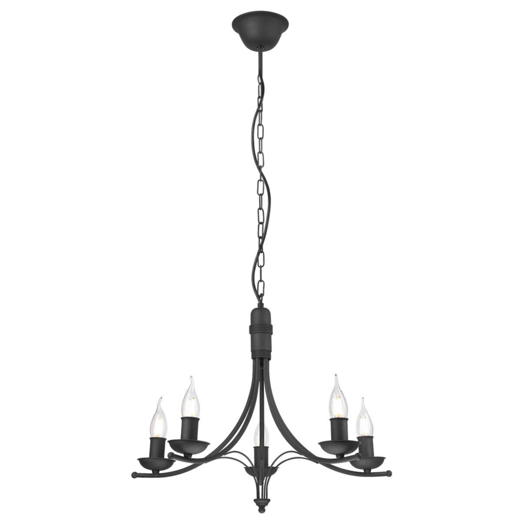 Lamkur Pendelleuchte LUCY 44101 schwarz Stahl H/L: ca. 100x58 cm E14 5 Brennstellen