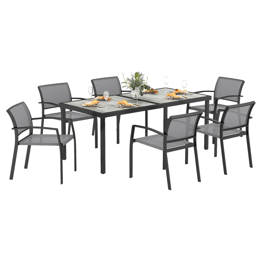 Outsunny Gartenmöbel-Set grau Kunststoff B/H/L: ca. 87x72x180 cm