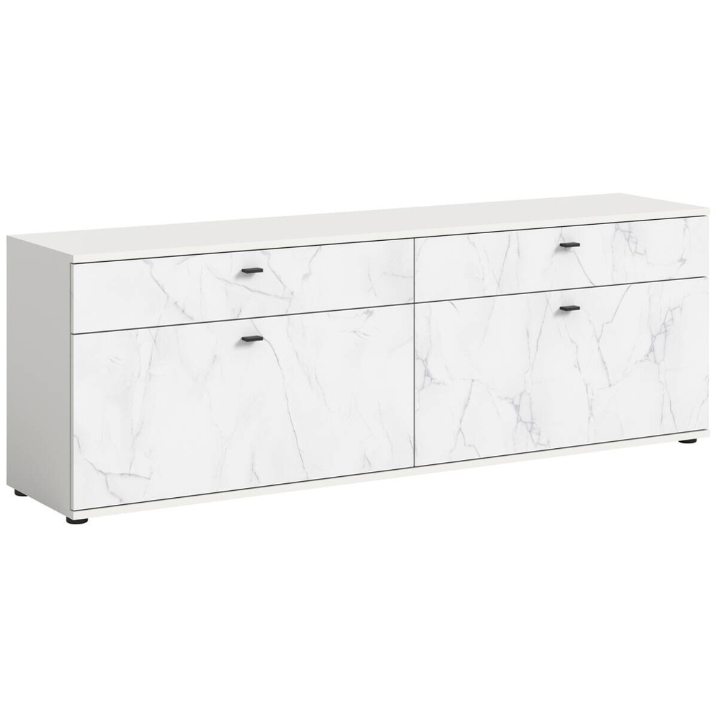 TV-Lowboard Stone weiß Marmoroptik B/H/T: ca. 180x62x41 cm