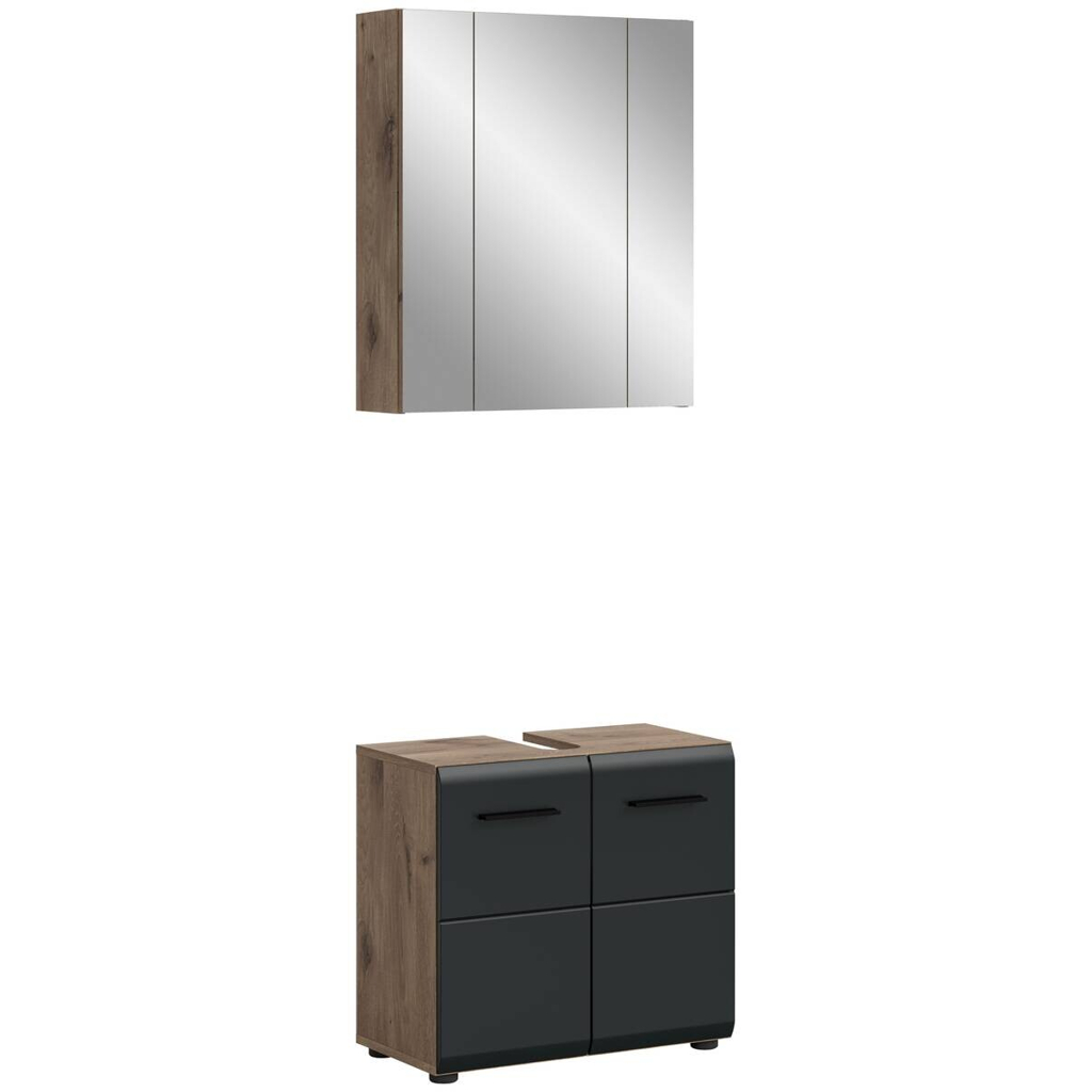 Badezimmer-Set Ice Nox Oak Nachbildung schwarz matt B/H/T: ca. 60x185x30 cm