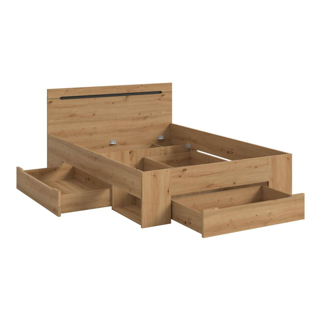 Bett CANU basaltgrau Artisan Nachbildung