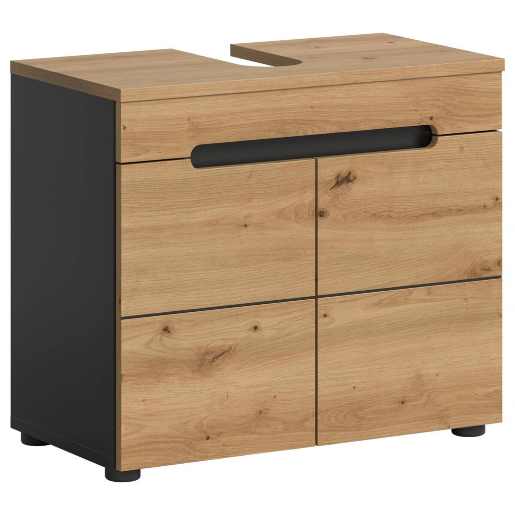 Waschbeckenunterschrank Canu Basalt Eiche Artisan Nachbildung B/H/T: ca. 63x55x34 cm