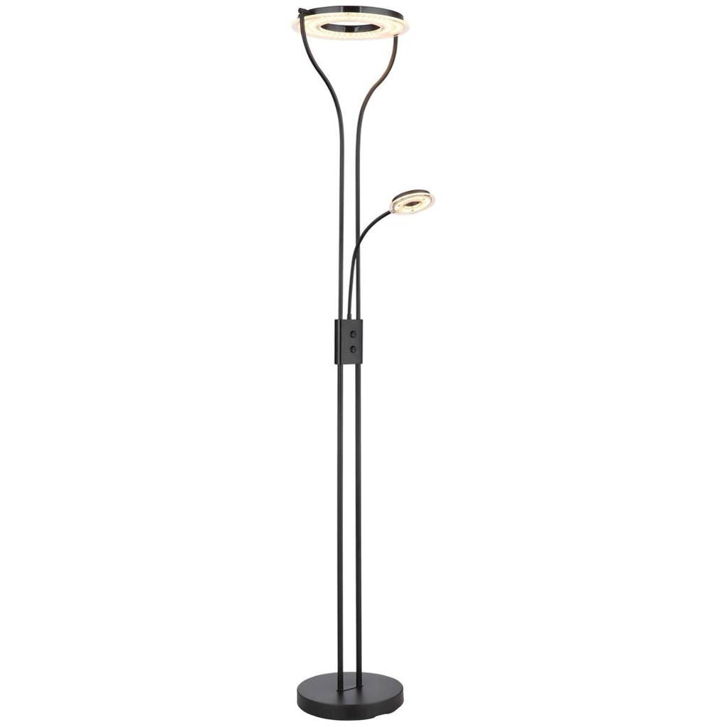 GLOBO Stehlampe Andreas schwarz Kunststoff H: ca. 194 cm 2 Brennstellen