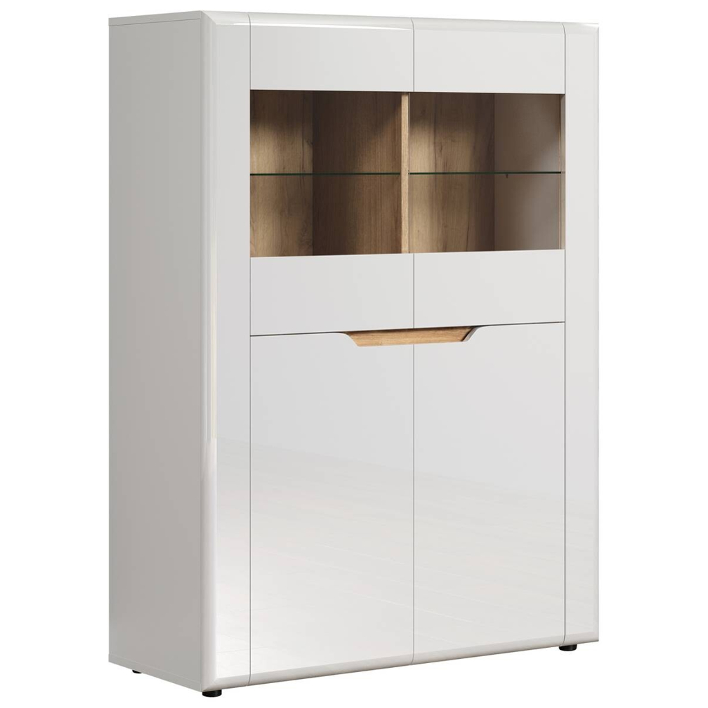 Highboard Marlon Eiche Evoke Coast Nachbildung weiß Hochglanz B/H/T: ca. 96x132x39 cm
