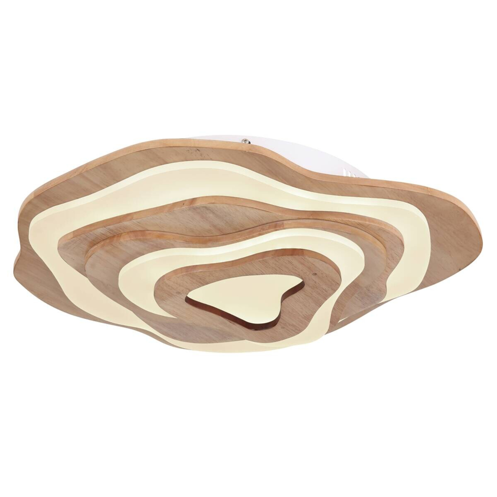GLOBO LED-Deckenleuchte Jacks dunkelbraun Opal Kunststoff Holz B/H/T: ca. 50x10x58 cm