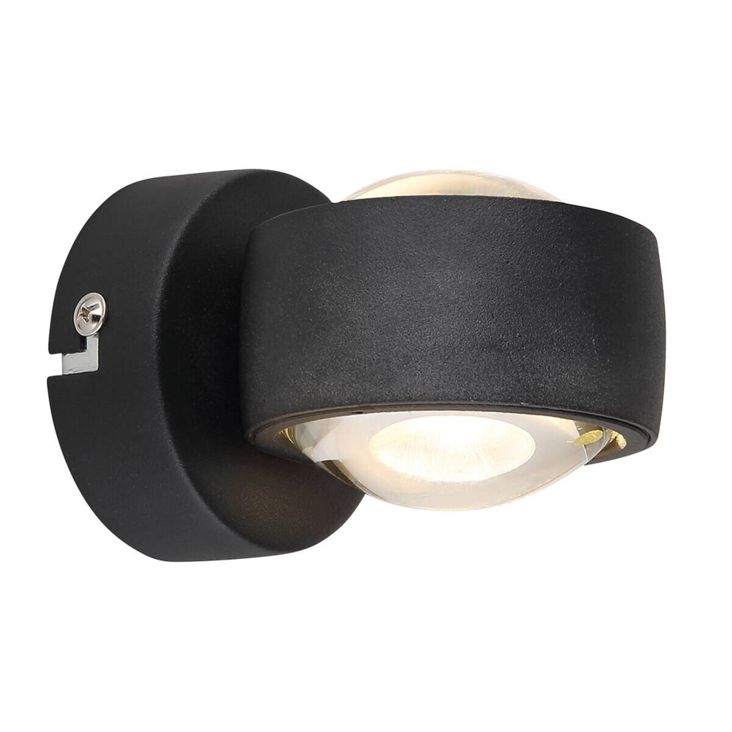 GLOBO LED-Wandleuchte schwarz Metall B/H: ca. 7,5x7 cm