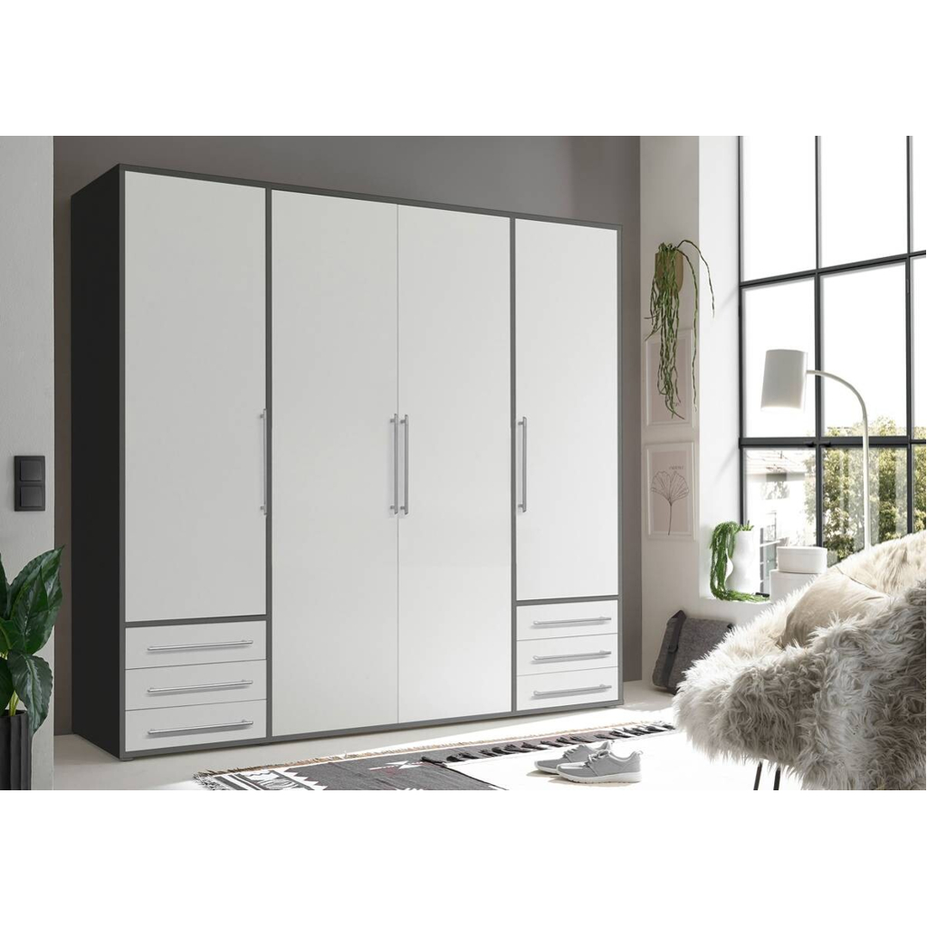 Kleiderschrank Lyss Graphit weiß B/H/T: ca. 205x194x58 cm