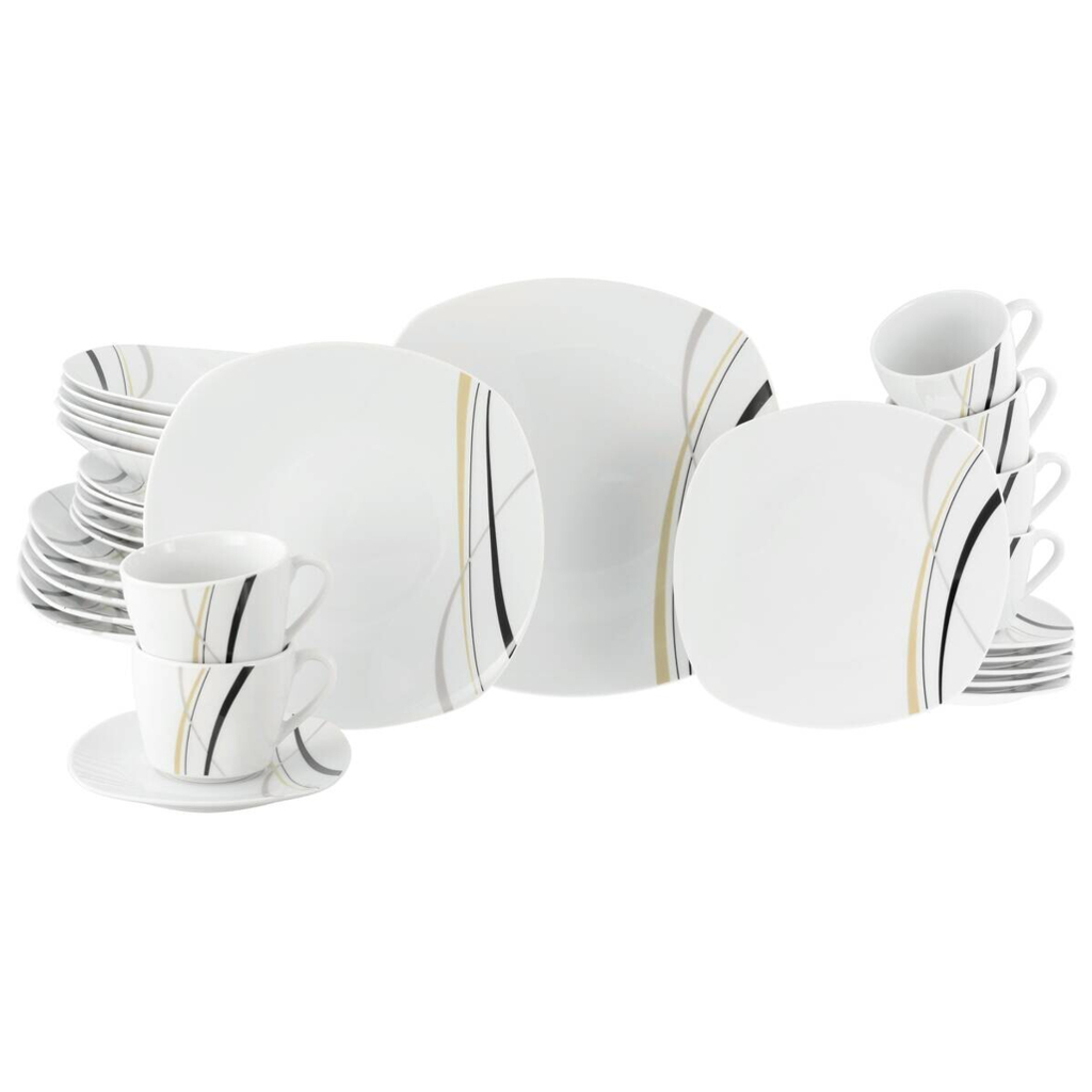 CreaTable Kombiservice Square City Line weiß Porzellan 30 tlg.