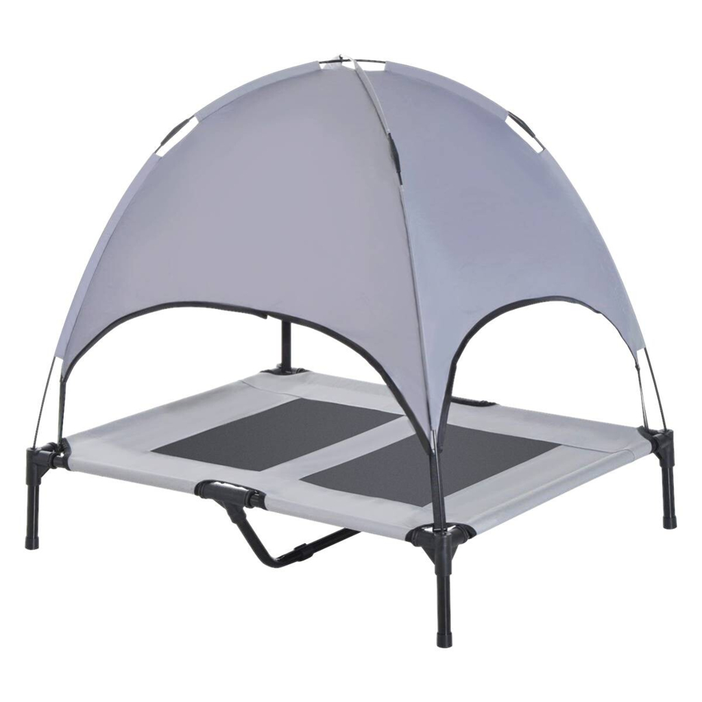 PawHut Haustierbett mit Baldachin grau Metall B/H/L: ca. 76x90x92 cm