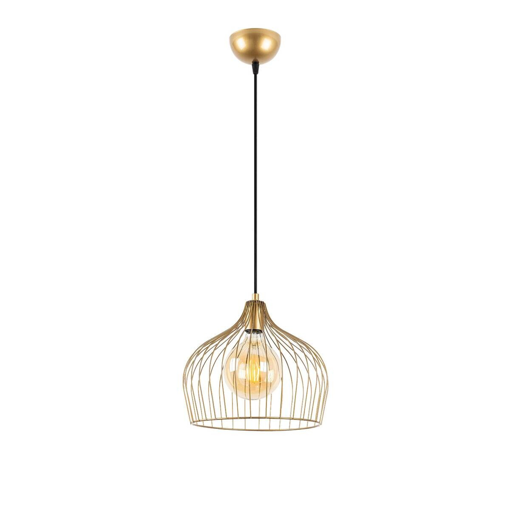 Opviq Pendelleuchte gold Metall B/H/T/L/D: ca. 30x121x30x30x30 cm E27 1 Brennstellen