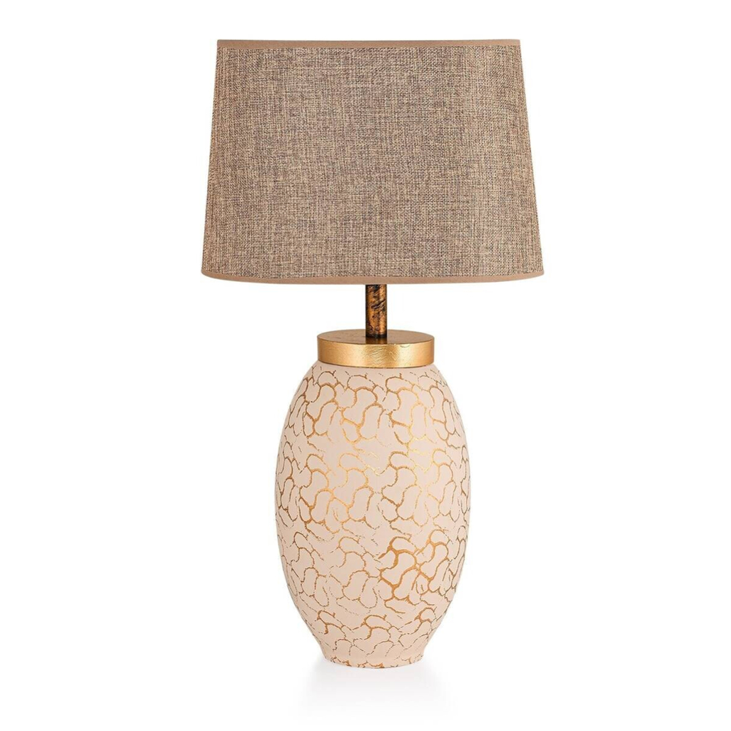 Opviq Tischleuchte creme gold Keramik B/H/L: ca. 30x55x30 cm E27 1 Brennstellen