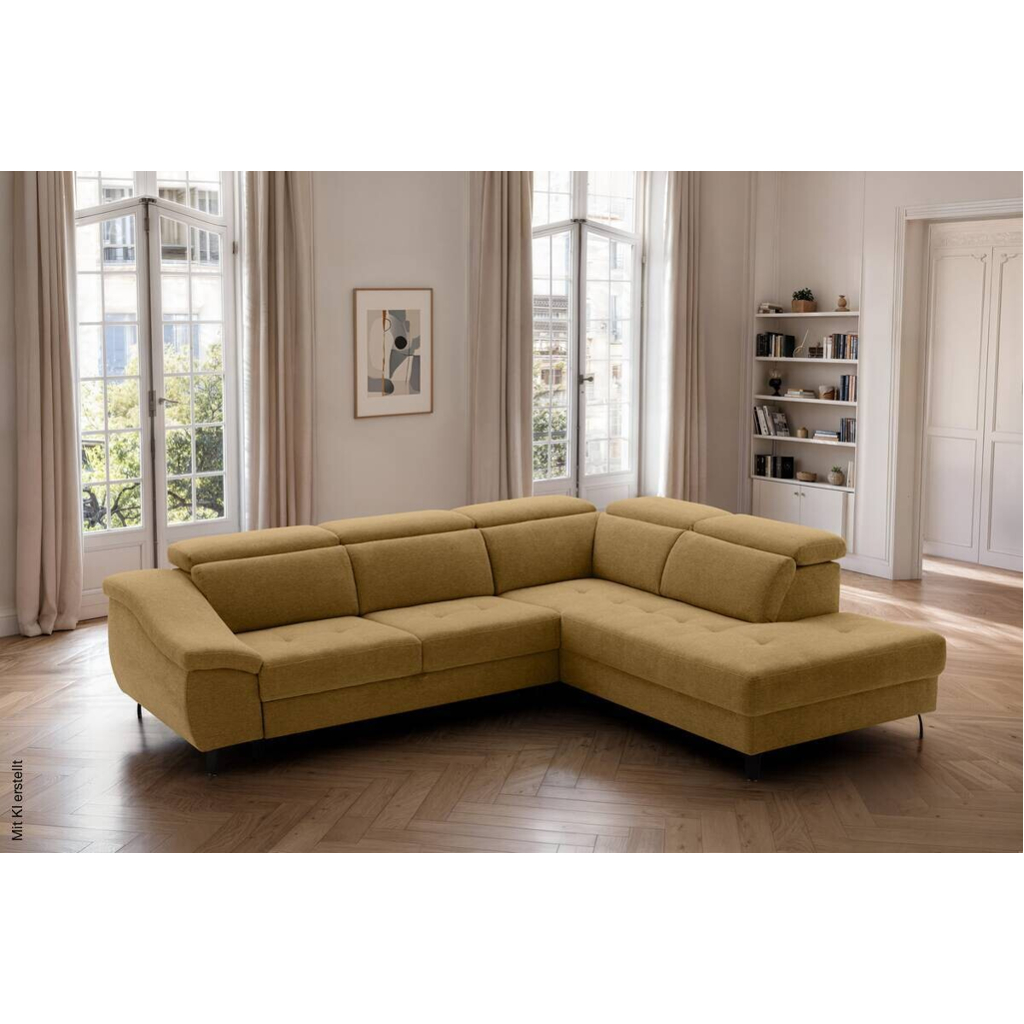 Ecksofa mit Bettfunktion senf Flachgewebe B/H/T: ca. 280x96x238 cm