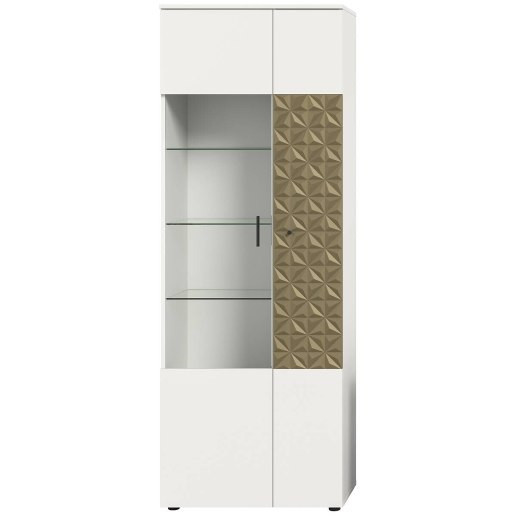 Vitrinenschrank Prisma weiß gold Optik B/H/T: ca. 70x195x37 cm
