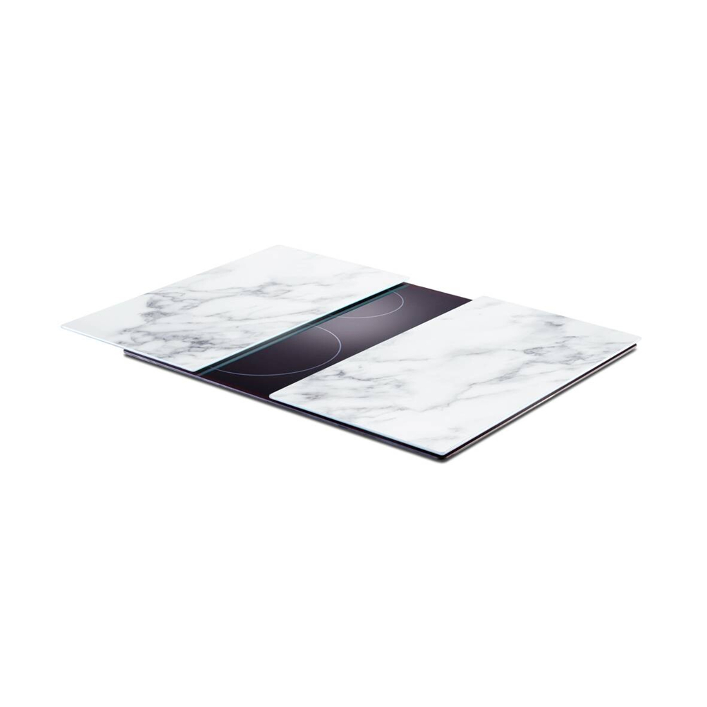 Zeller Herdabdeck-/Schneideplattenset Marmor Marmoroptik Glas B/H/L: ca. 30x0,8x52 cm