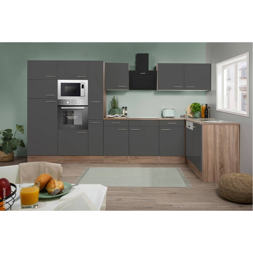 Respekta Winkelküche KBL370EYGMISGKE grau B/H/T: ca. 370x205x172 cm
