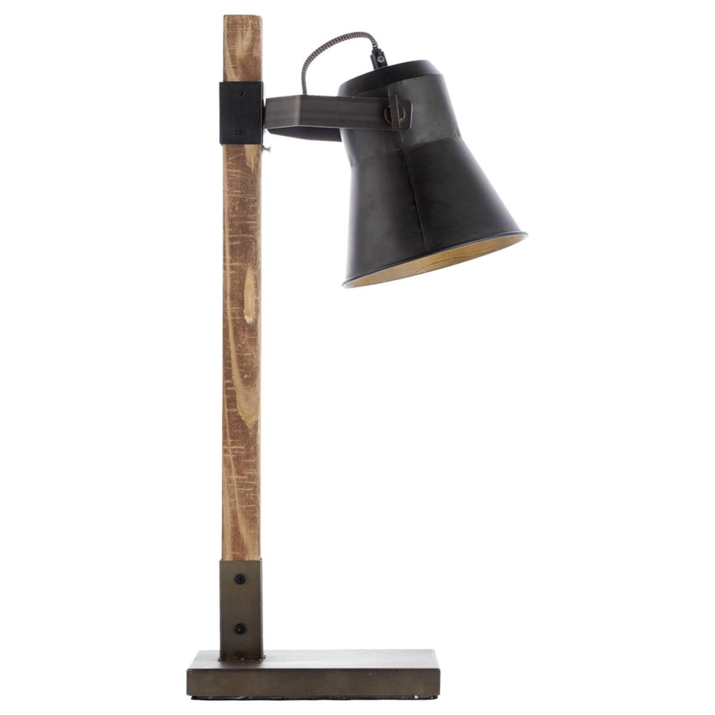 Brilliant Tischleuchte Plow schwarz braun Metall Holz B/H/T: ca. 29x55x16 cm E27 1 Brennstellen