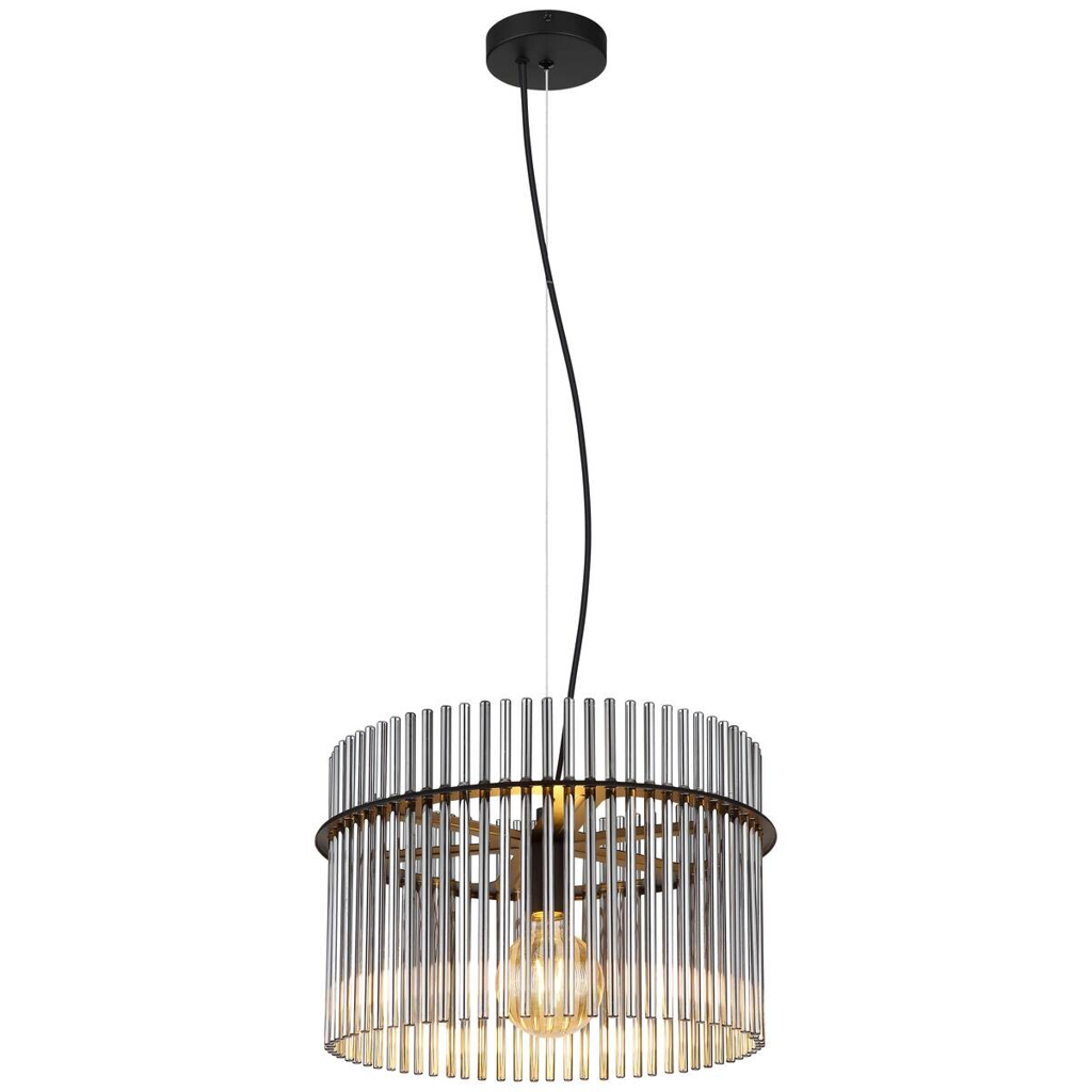 GLOBO Pendelleuchte Gorley schwarz Metall H/D: ca. 150x40 cm E27 1 Brennstellen