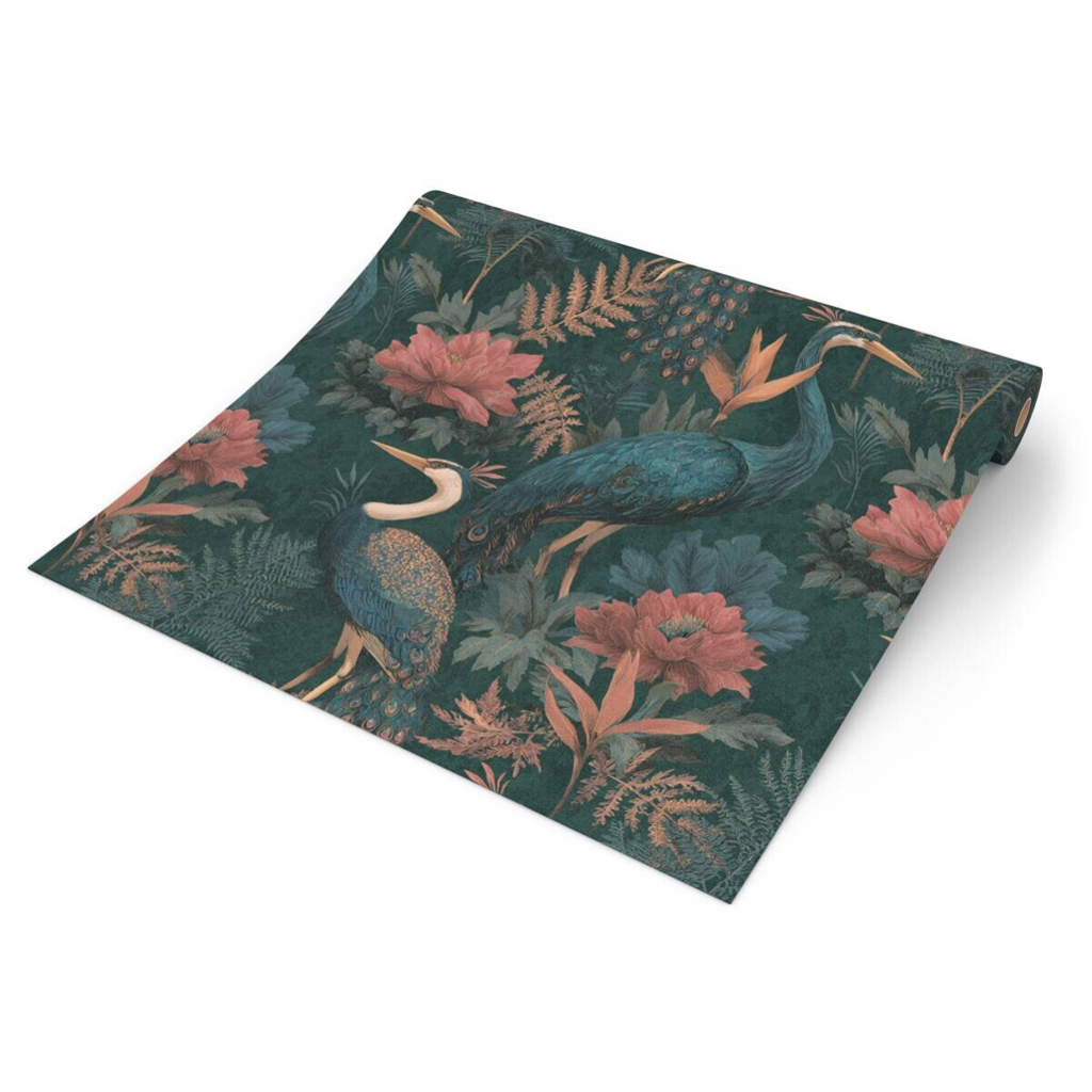 Vliestapete Blumen rot blau B/L: ca. 53x1005 cm