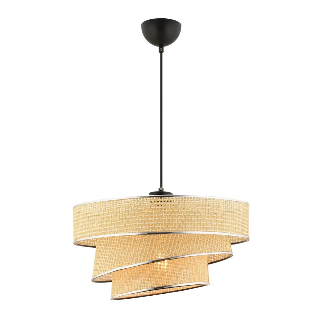 Opviq Pendelleuchte Couper kamel Baumwolle Metall B/H/L: ca. 40x72x40 cm E27 1 Brennstellen