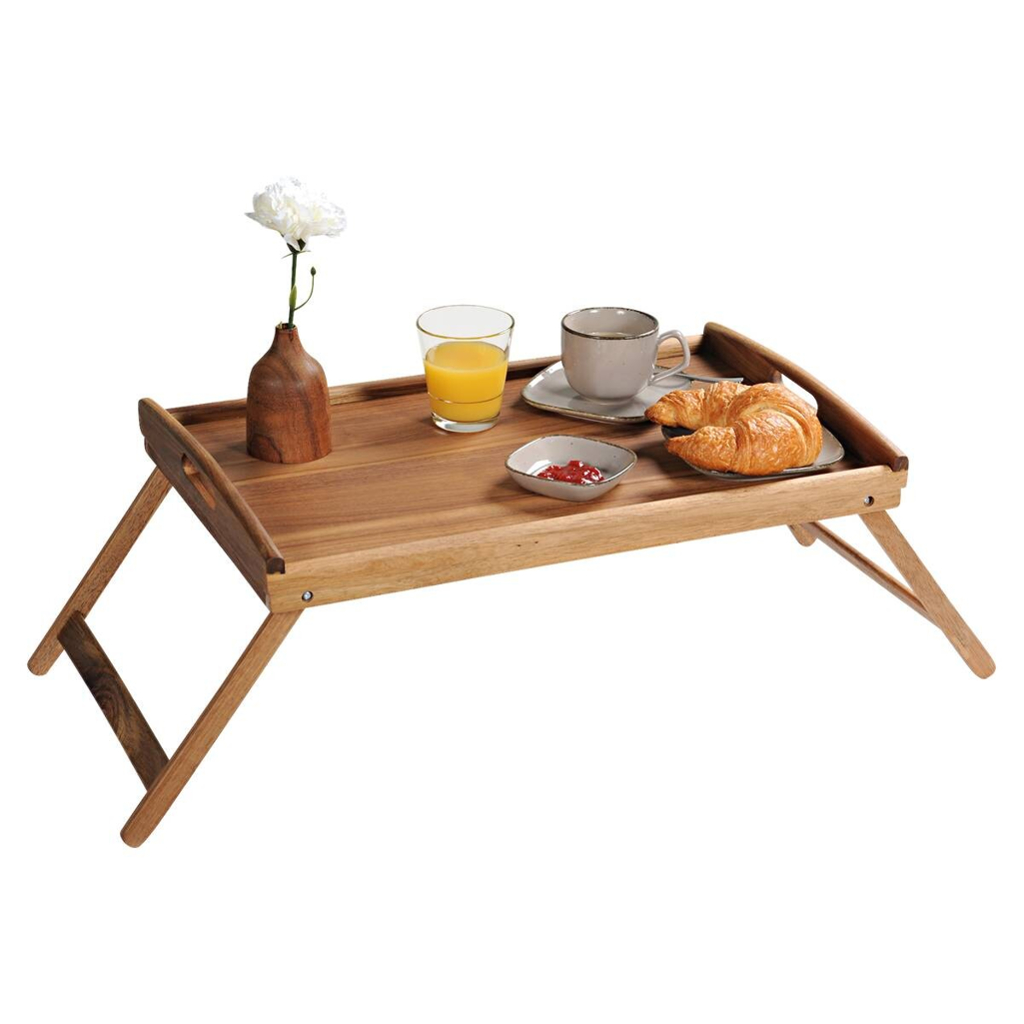Kesper Tablett mit Klappfüßen natur Holz B/H/T: ca. 55x24x35 cm