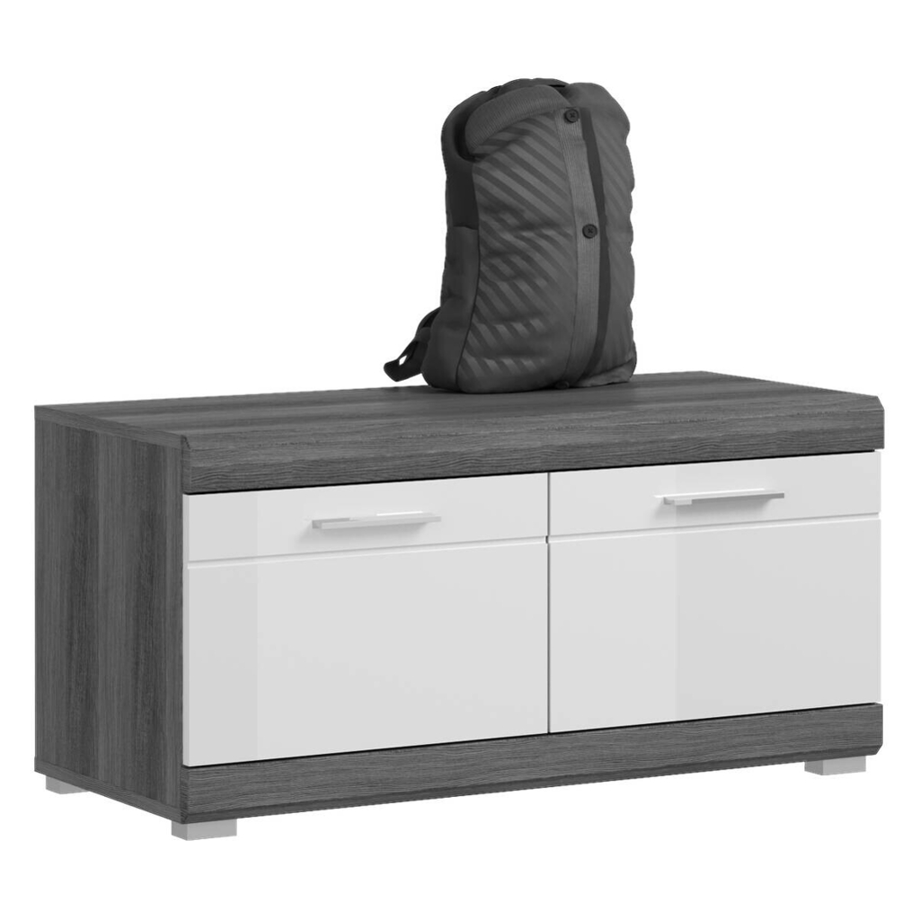 Sitzbank SCOUT Rauchsilber Nachbildung weiß Hochglanz B/H/T: ca. 90x44x40 cm
