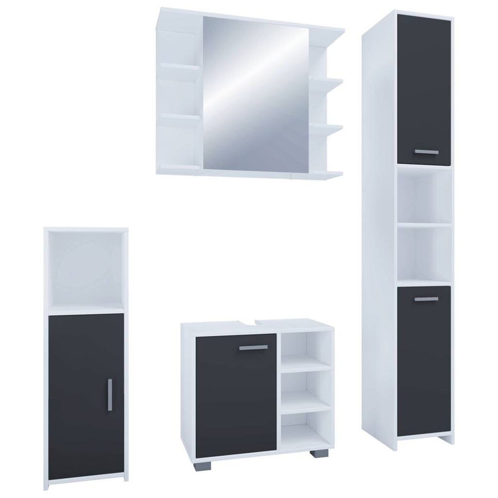 Badezimmer-Set Zalo weiß schwarz