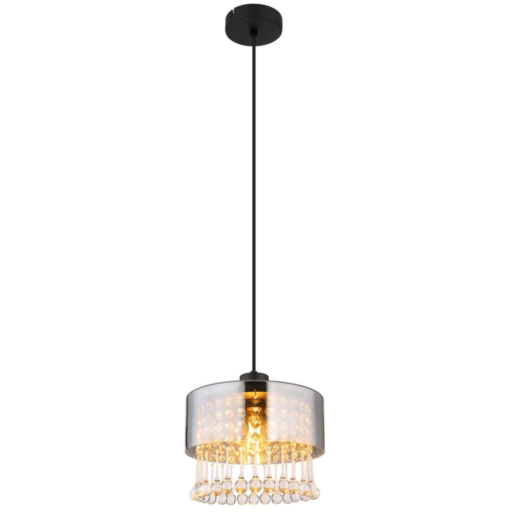 GLOBO Pendelleuchte schwarz klar Acryl Metall H/D: ca. 120x25 cm E27 1 Brennstellen