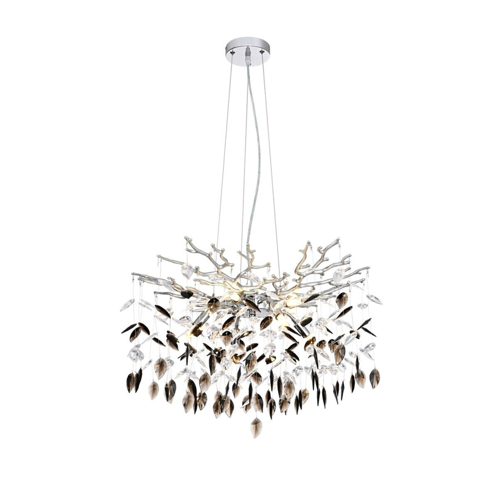 GLOBO Pendelleuchte Danna Chrom Metall Kunststoff Acryl H/D: ca. 120x60 cm G9 8 Brennstellen