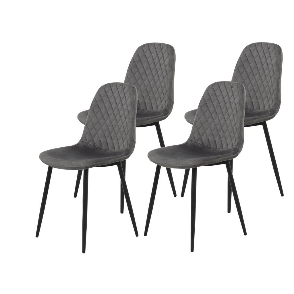 Stuhl Mira 4er Set grau Samtoptik B/H/T: ca. 44x89x53,5 cm
