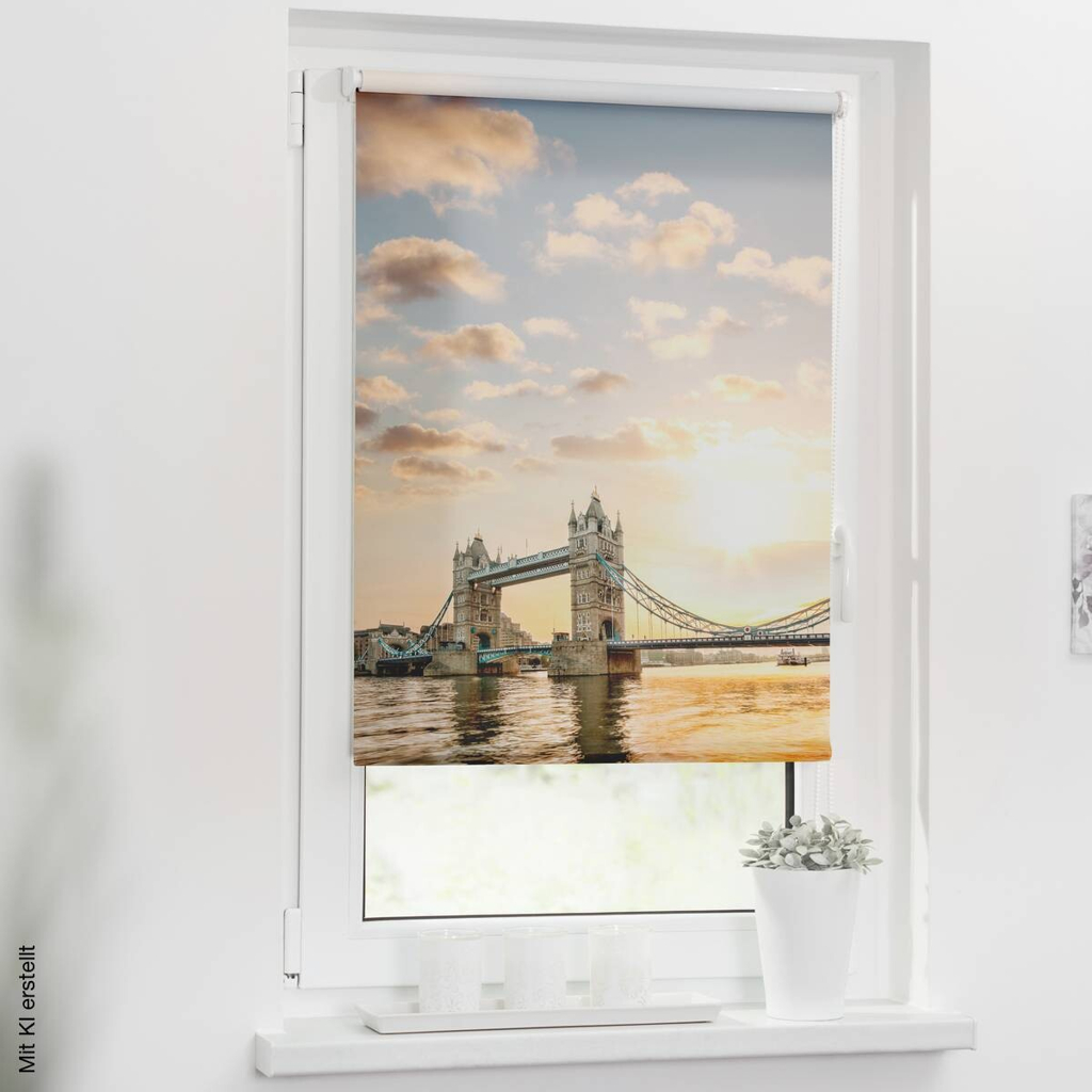 LICHTBLICK Verdunkelungsrollo Tower Bridge rot B/L: ca. 80x150 cm