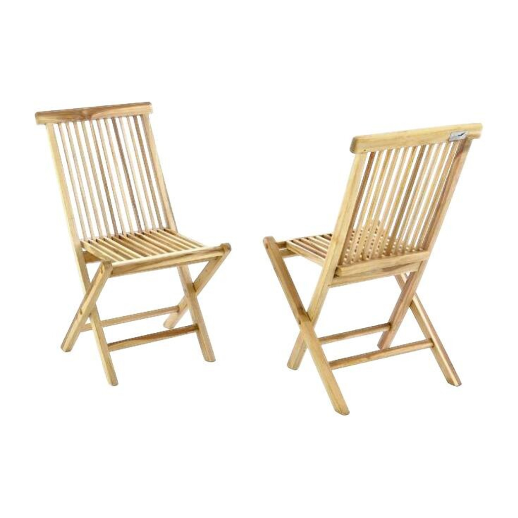VCM Gartenstuhl 2er Set braun Teakholz B/H/T: ca. 46x89x62 cm