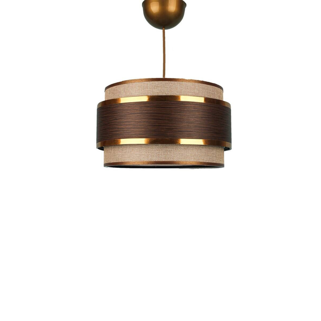 Opviq Pendelleuchte braun Kunststoff Stoff B/T/L: ca. 28x28x28 cm E27 1 Brennstellen