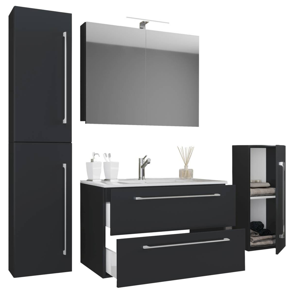 Waschplatz 5tlg-Badinos schwarz B/H/T: ca. 60x50x46 cm