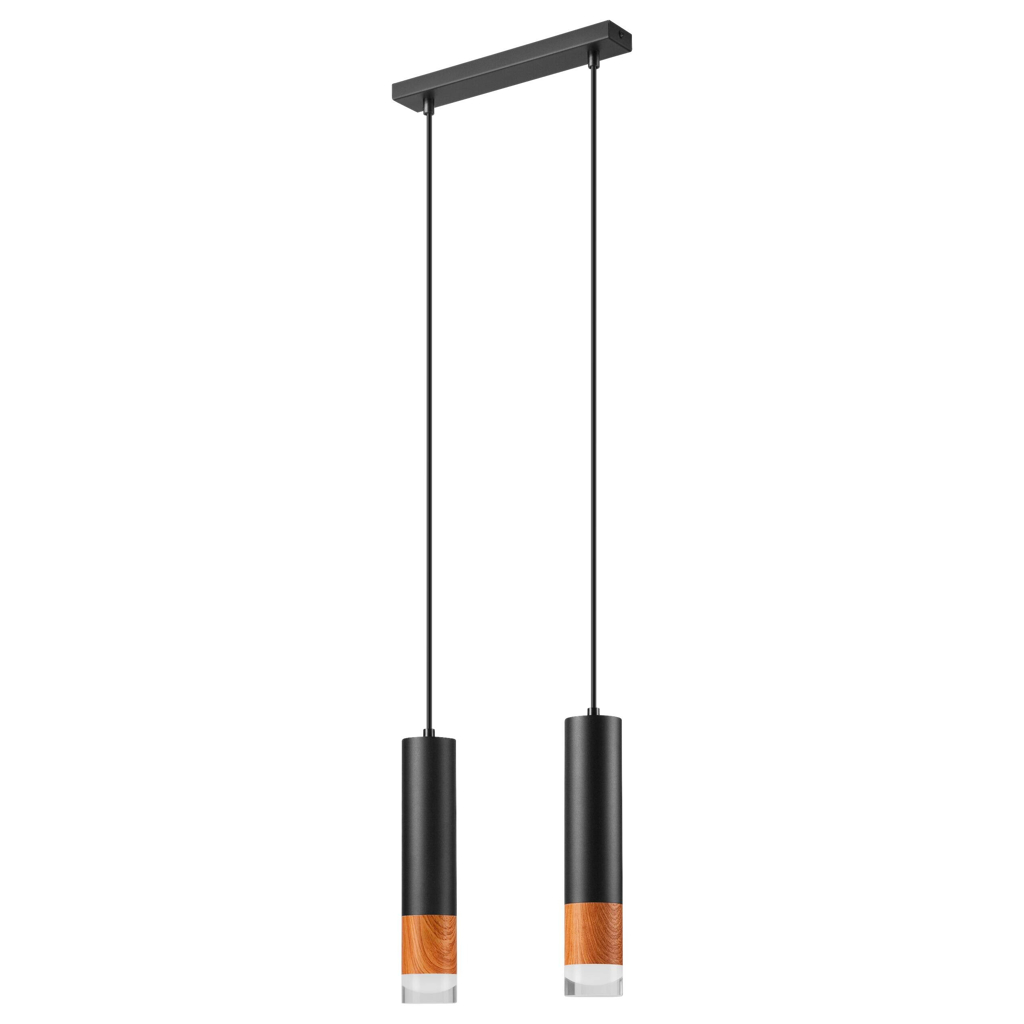 Lamkur Pendelleuchte schwarz Glas Stahl B/H/L: ca. 8x105x30 cm GU10 2 Brennstellen