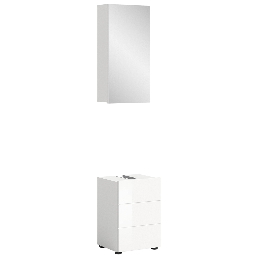 Badezimmer-Set VIRA weiß weiß Hochglanz B/H/T: ca. 38x190x34 cm